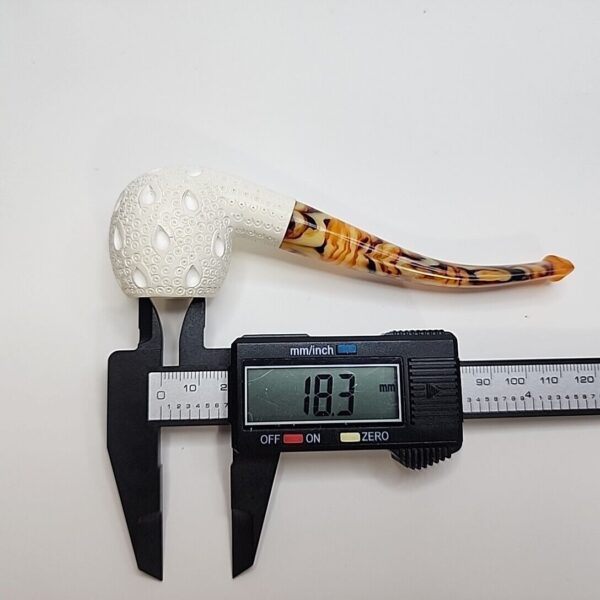 Small Lattice Bent Billiard Block Meerschaum Tobacco Smoking Pipe, Case [SOLD OUT] - Image 8