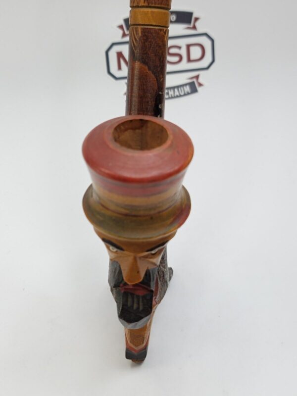 Vintage Hand Made Italian Wooden Tobacco Smoking Pipe, Bearded Man - Image 4