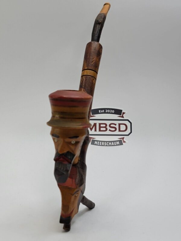 Vintage Hand Made Italian Wooden Tobacco Smoking Pipe, Bearded Man - Image 5