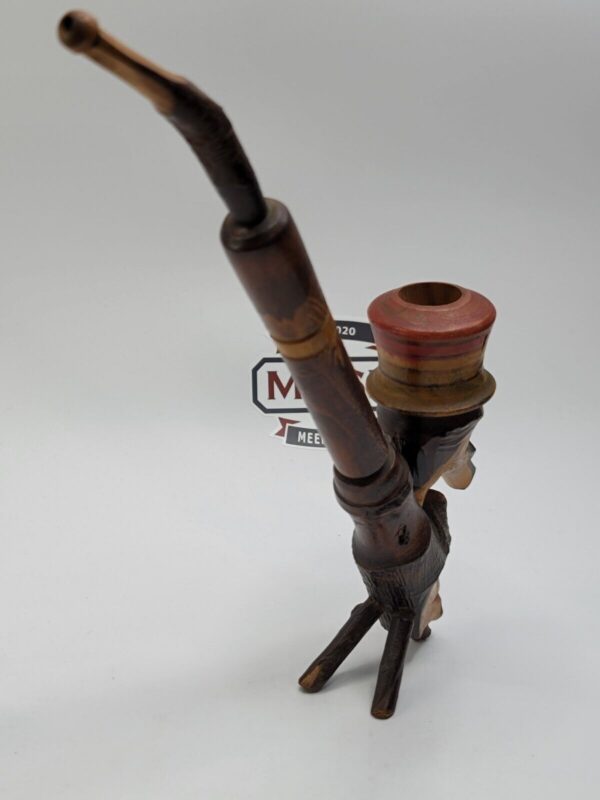 Vintage Hand Made Italian Wooden Tobacco Smoking Pipe, Bearded Man - Image 7
