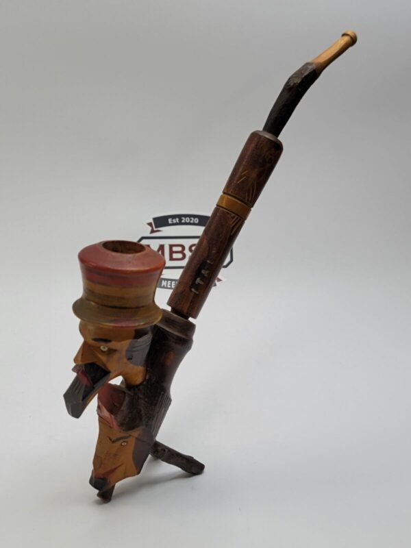 Vintage Hand Made Italian Wooden Tobacco Smoking Pipe, Bearded Man