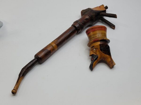 Vintage Hand Made Italian Wooden Tobacco Smoking Pipe, Bearded Man - Image 10