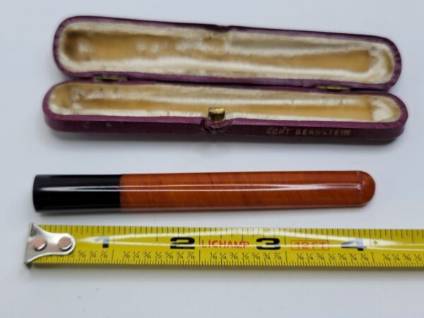 Antique Genuine Amber Cigar Cigarette Holder Tobacco Pipe, w/ Case, Unsmoked - Image 11