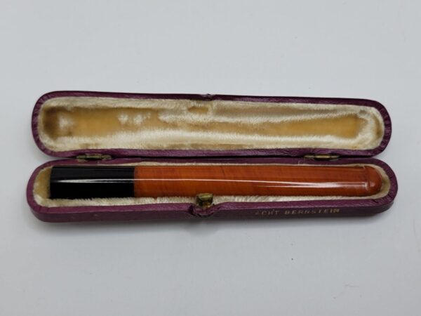 Antique Genuine Amber Cigar Cigarette Holder Tobacco Pipe, w/ Case, Unsmoked - Image 10