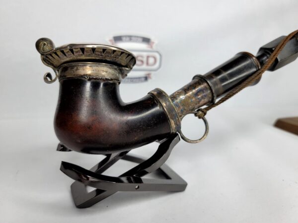 Beautiful Antique 19th Century Meerschaum Tobacco Pipe, Mounted Silver w/ Stem [SOLD OUT] - Image 5