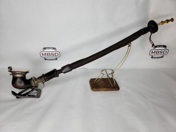 Beautiful Antique 19th Century Meerschaum Tobacco Pipe, Mounted Silver w/ Stem [SOLD OUT]