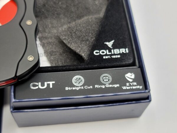Colibri Cut Black Cigar Cutter with Red Blades CU100T21, 440 SS, 62 Ring Gauge [SOLD OUT] - Image 5