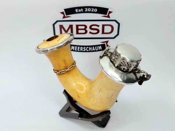 Large Antique 1800s Continental Silver Plate Mounted Meerschaum Pipe, Austrian [SOLD OUT] - Image 3