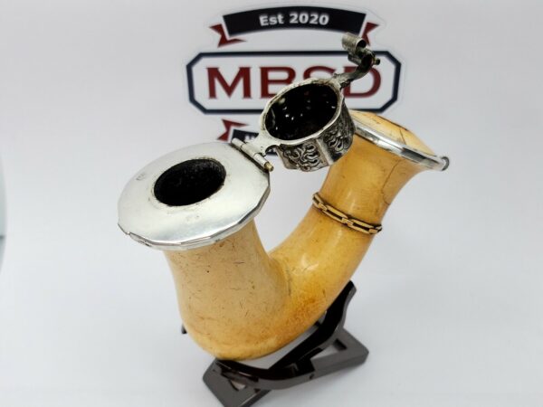 Large Antique 1800s Continental Silver Plate Mounted Meerschaum Pipe, Austrian [SOLD OUT] - Image 6