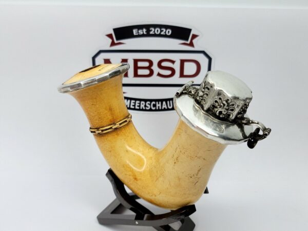 Large Antique 1800s Continental Silver Plate Mounted Meerschaum Pipe, Austrian [SOLD OUT]