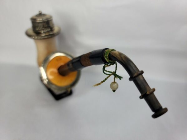 Large Antique 1800s Meerschaum Tobacco Pipe, Cherry Wood Stem, Hallmark WECK [SOLD OUT] - Image 4