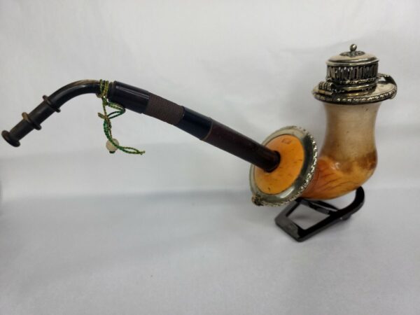 Large Antique 1800s Meerschaum Tobacco Pipe, Cherry Wood Stem, Hallmark WECK [SOLD OUT] - Image 6