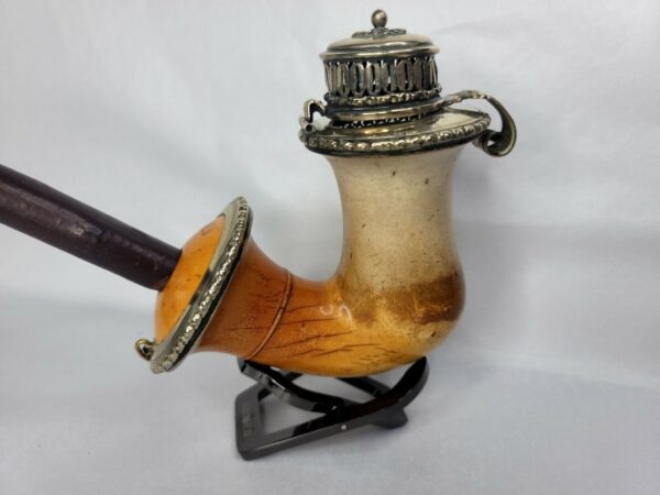 Large Antique 1800s Meerschaum Tobacco Pipe, Cherry Wood Stem, Hallmark WECK [SOLD OUT] - Image 7