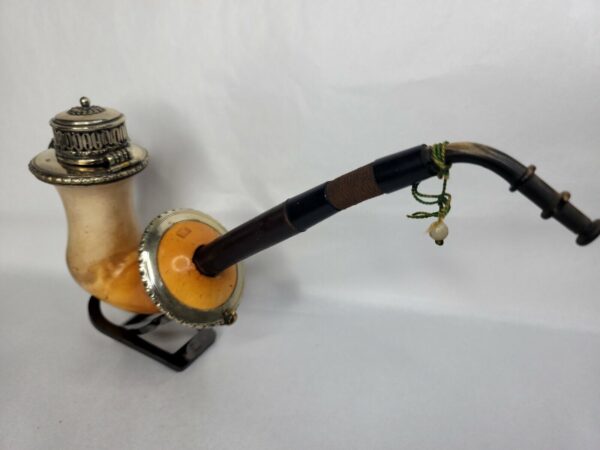 Large Antique 1800s Meerschaum Tobacco Pipe, Cherry Wood Stem, Hallmark WECK [SOLD OUT]