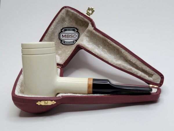 MBSD Meerschaum Deluxe Poker Sitter Block Meerschaum Tobacco Pipe, 9mm, Case [SOLD OUT] - Image 5