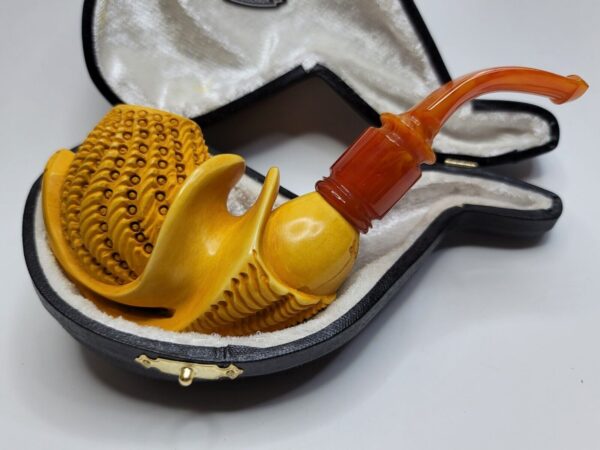 MBSD Meerschaum Masters Floral Sadik Yanik Block Meerschaum Tobacco Pipe, 9mm [SOLD OUT] - Image 4
