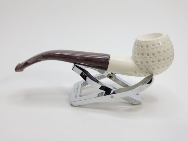 MBSD Meerschaum Small Bent Apple Lattice Block Meerschaum Tobacco Pipe, Case [SOLD OUT] - Image 11