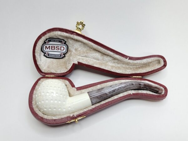 MBSD Meerschaum Small Bent Apple Lattice Block Meerschaum Tobacco Pipe, Case [SOLD OUT] - Image 4