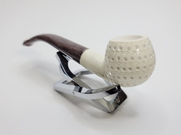 MBSD Meerschaum Small Bent Apple Lattice Block Meerschaum Tobacco Pipe, Case [SOLD OUT] - Image 6