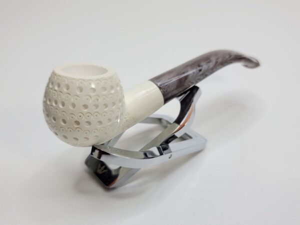 MBSD Meerschaum Small Bent Apple Lattice Block Meerschaum Tobacco Pipe, Case [SOLD OUT] - Image 8