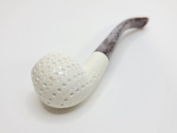 MBSD Meerschaum Small Bent Apple Lattice Block Meerschaum Tobacco Pipe, Case [SOLD OUT] - Image 10