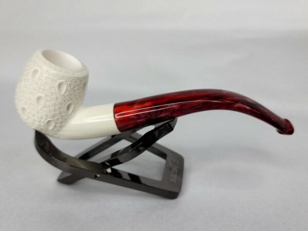 Medium Size Bent Billiard Block Meerschaum Lattice Tobacco Pipe With Fitted Case [SOLD OUT] - Image 5
