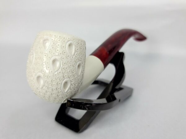 Medium Size Bent Billiard Block Meerschaum Lattice Tobacco Pipe With Fitted Case [SOLD OUT] - Image 6