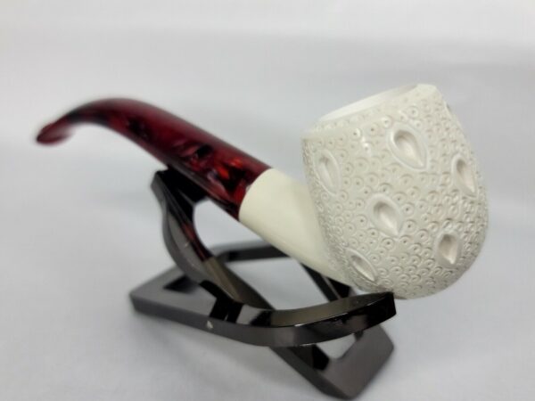 Medium Size Bent Billiard Block Meerschaum Lattice Tobacco Pipe With Fitted Case [SOLD OUT] - Image 7