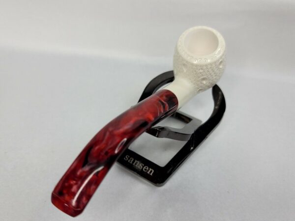 Medium Size Bent Billiard Block Meerschaum Lattice Tobacco Pipe With Fitted Case [SOLD OUT] - Image 9