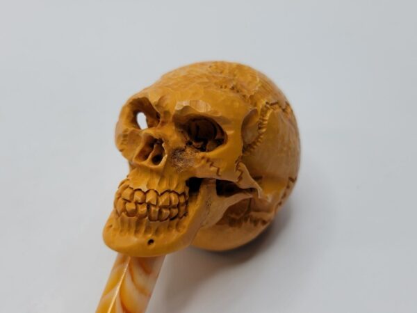 Sadik Yanik Block Meerschaum Churchwarden Skull Tobacco Smoking Pipe, Unsmoked [SOLD OUT] - Image 11
