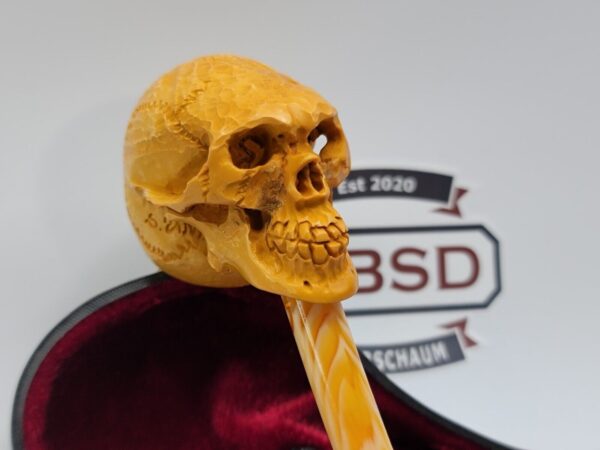 Sadik Yanik Block Meerschaum Churchwarden Skull Tobacco Smoking Pipe, Unsmoked [SOLD OUT] - Image 3