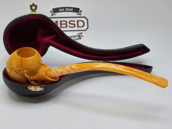 Sadik Yanik Block Meerschaum Churchwarden Skull Tobacco Smoking Pipe, Unsmoked [SOLD OUT] - Image 4