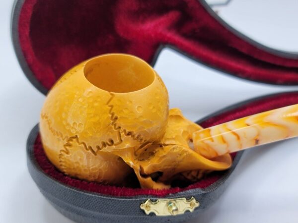 Sadik Yanik Block Meerschaum Churchwarden Skull Tobacco Smoking Pipe, Unsmoked [SOLD OUT] - Image 5