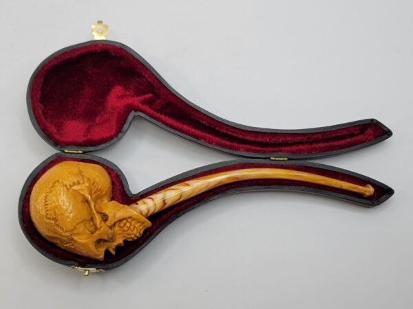 Sadik Yanik Block Meerschaum Churchwarden Skull Tobacco Smoking Pipe, Unsmoked [SOLD OUT] - Image 6