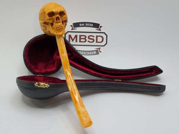 Sadik Yanik Block Meerschaum Churchwarden Skull Tobacco Smoking Pipe, Unsmoked [SOLD OUT]