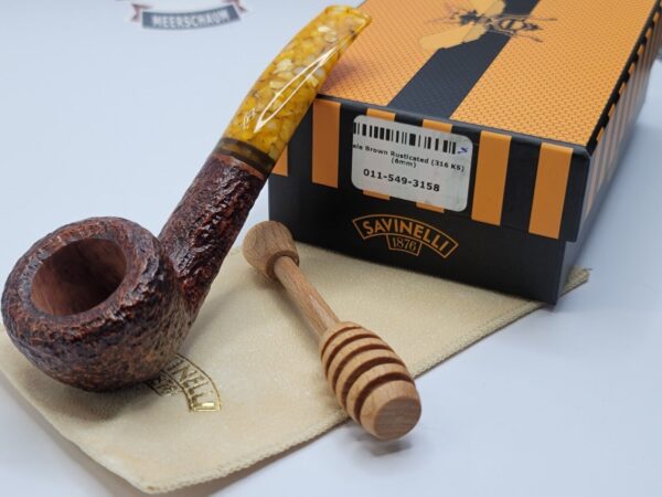 Savinelli Miele 316 KS Rusticated Bent Pot Briar Tobacco Smoking Pipe, 6mm [SOLD OUT] - Image 4