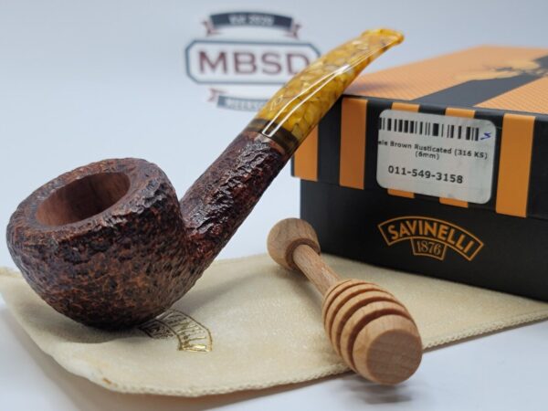 Savinelli Miele 316 KS Rusticated Bent Pot Briar Tobacco Smoking Pipe, 6mm [SOLD OUT]