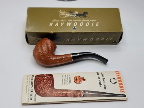 Vintage Kaywoodie Rustica Bent Billiard Estate Briar Tobacco Pipe, Box / Papers [SOLD OUT] - Image 3
