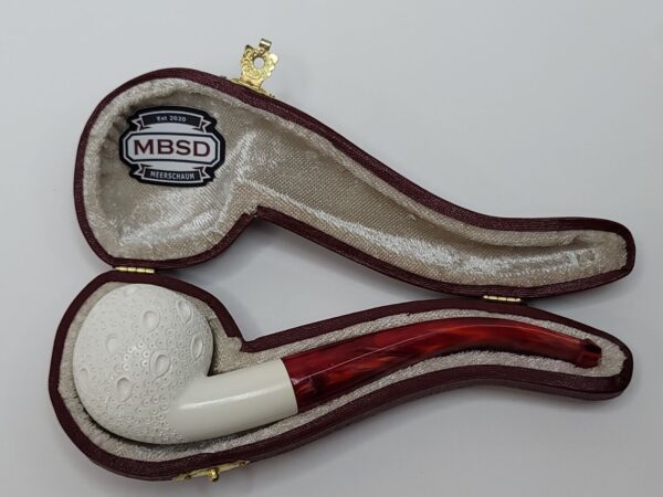 MBSD Meerschaum Block Meerschaum Bent Apple Lattice Tobacco Pipe, New with Case [SOLD OUT] - Image 4