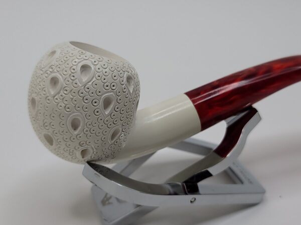 MBSD Meerschaum Block Meerschaum Bent Apple Lattice Tobacco Pipe, New with Case [SOLD OUT] - Image 7