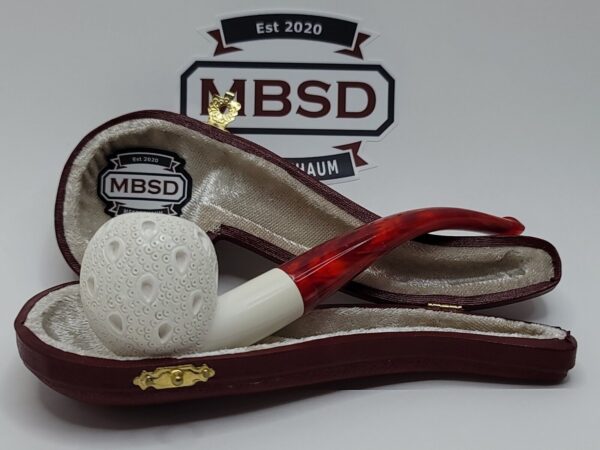 MBSD Meerschaum Block Meerschaum Bent Apple Lattice Tobacco Pipe, New with Case [SOLD OUT]