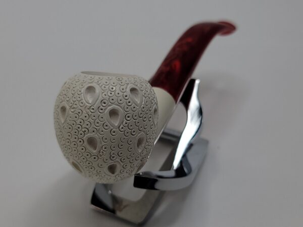 MBSD Meerschaum Block Meerschaum Bent Apple Lattice Tobacco Pipe, New with Case [SOLD OUT] - Image 8