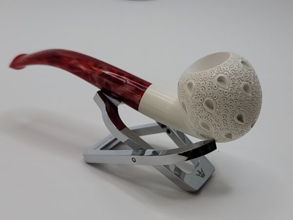 MBSD Meerschaum Block Meerschaum Bent Apple Lattice Tobacco Pipe, New with Case [SOLD OUT] - Image 9