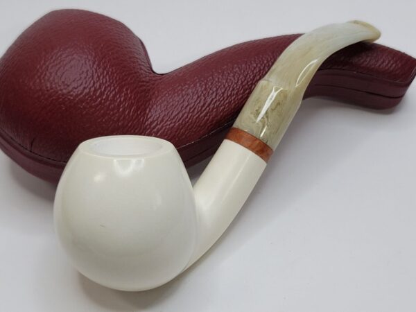 MBSD Meerschaum Deluxe Bent Apple Block Meerschaum Tobacco Pipe, 9mm Filter [SOLD OUT] - Image 8