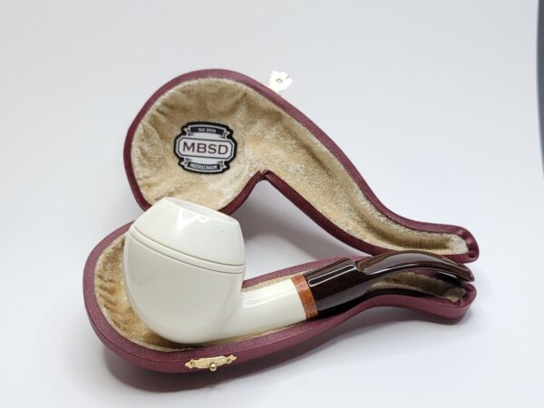 MBSD Meerschaum Deluxe Bent Rhodesian Block Meerschaum Tobacco Pipe, 9mm Filter [SOLD OUT] - Image 3