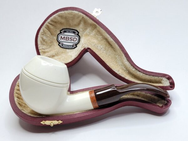 MBSD Meerschaum Deluxe Bent Rhodesian Block Meerschaum Tobacco Pipe, 9mm Filter [SOLD OUT] - Image 4