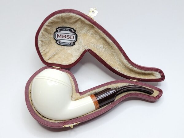 MBSD Meerschaum Deluxe Bent Rhodesian Block Meerschaum Tobacco Pipe, 9mm Filter [SOLD OUT] - Image 5
