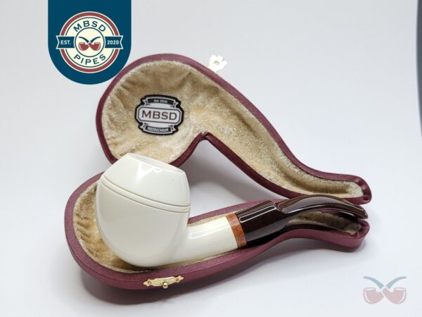 MBSD Meerschaum Deluxe Bent Rhodesian Block Meerschaum Tobacco Pipe, 9mm Filter [SOLD OUT]