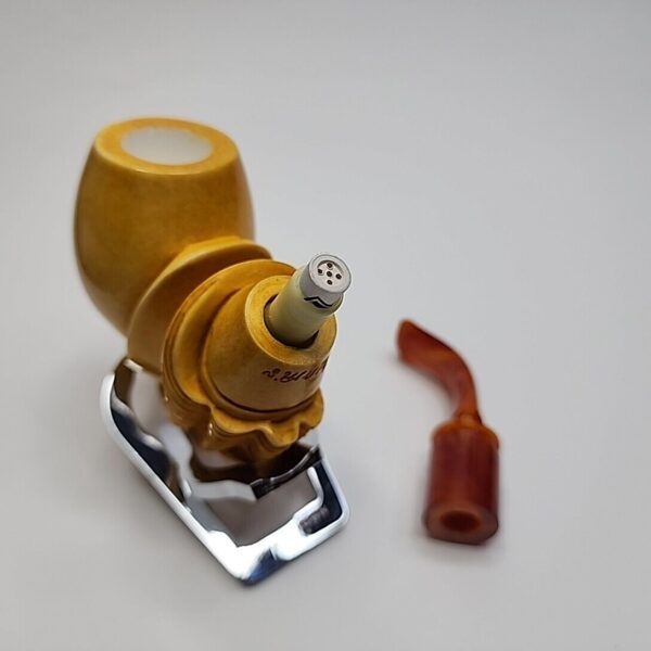 MBSD Meerschaum Masters Sadik Yanik Block Meerschaum Floral Tobacco Pipe, 9mm [SOLD OUT] - Image 10