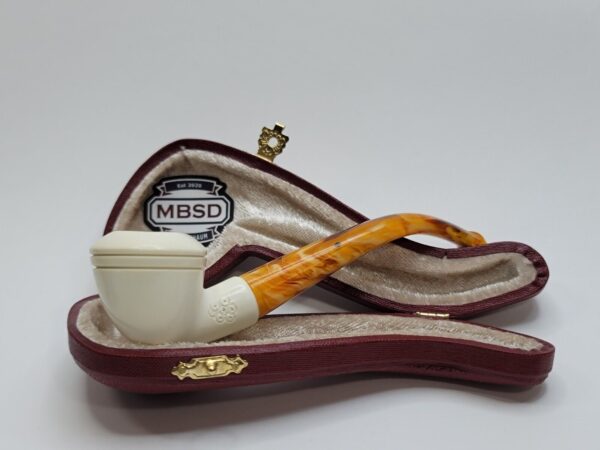 MBSD Meerschaum Small Bent Calabash Block Meerschaum Tobacco Pipe, Fitted Case [SOLD OUT] - Image 3